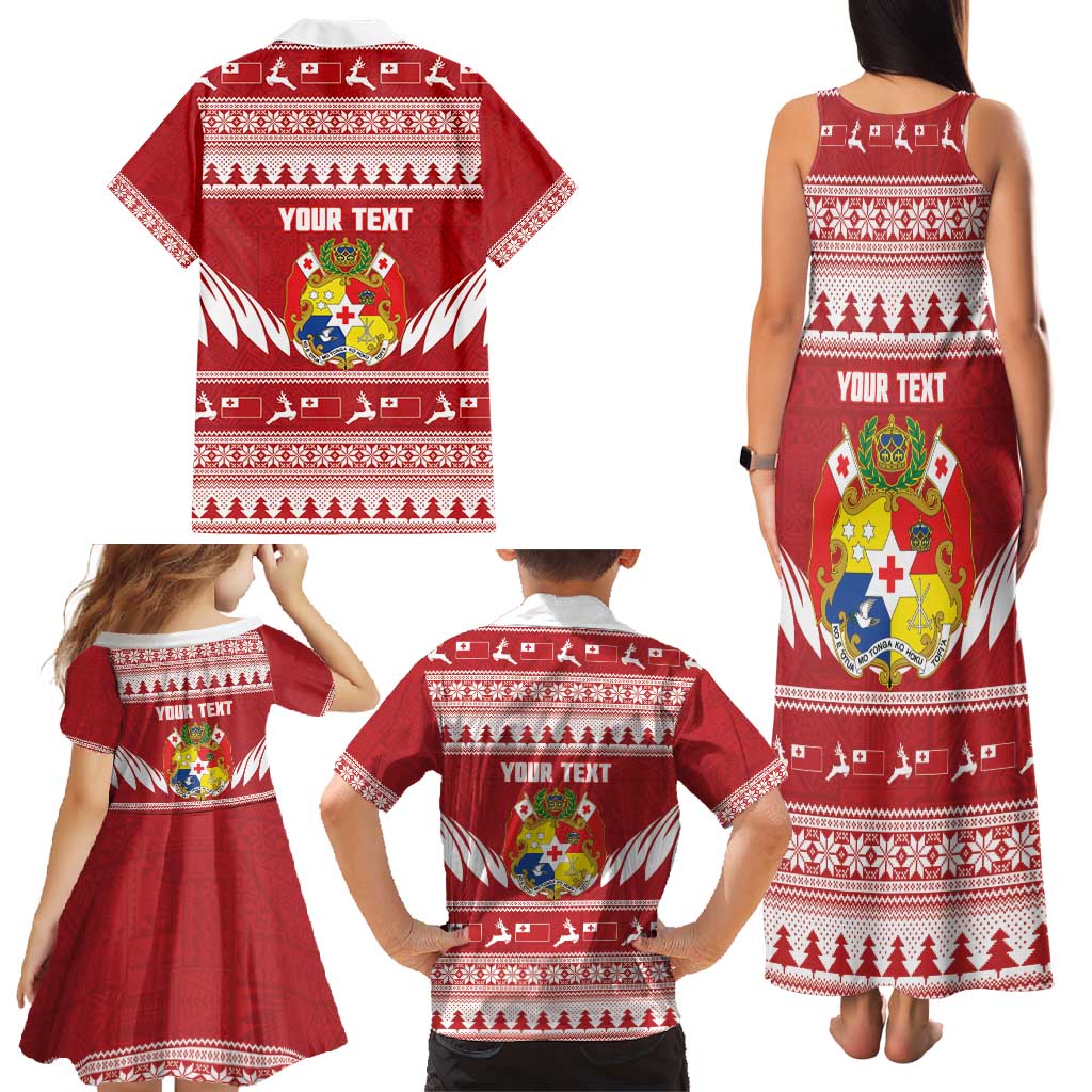 Personalised Tonga Rugby Christmas Family Matching Tank Maxi Dress and Hawaiian Shirt Mate Maa Tonga Ngatu Pattern - Polynesian Pride