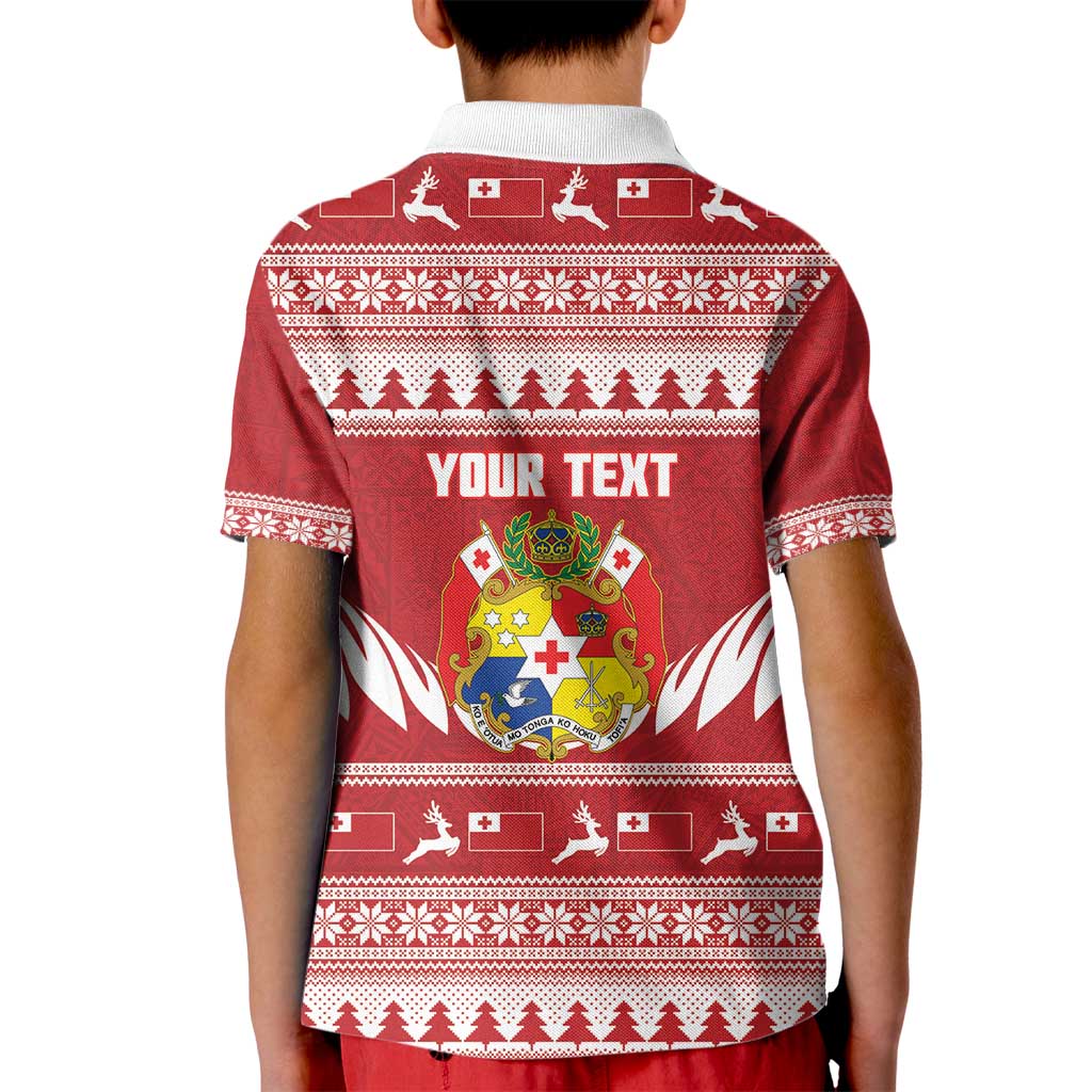 Personalised Tonga Rugby Christmas Kid Polo Shirt Mate Maa Tonga Ngatu Pattern - Polynesian Pride