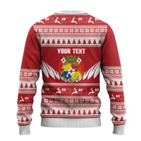 Personalised Tonga Rugby Christmas Ugly Christmas Sweater Mate Maa Tonga Ngatu Pattern - Polynesian Pride