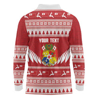 Personalised Tonga Rugby Christmas Long Sleeve Polo Shirt Mate Maa Tonga Ngatu Pattern - Polynesian Pride