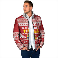 Personalised Tonga Rugby Christmas Padded Jacket Mate Maa Tonga Ngatu Pattern - Polynesian Pride