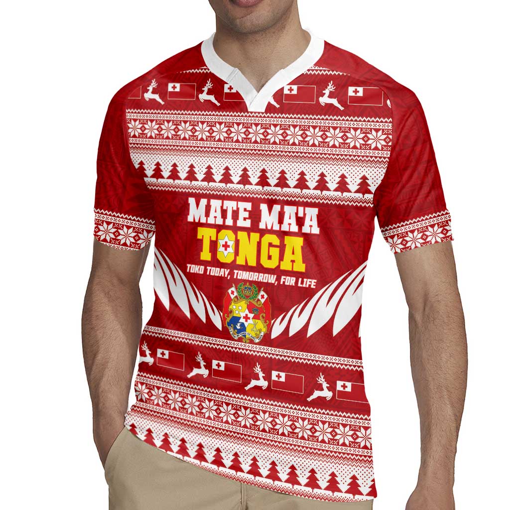 Personalised Tonga Rugby Christmas Rugby Jersey Mate Maa Tonga Ngatu Pattern - Polynesian Pride