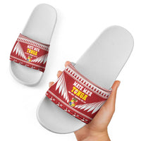 Tonga Rugby Christmas Slide Sandals Mate Maa Tonga Ngatu Pattern - Polynesian Pride