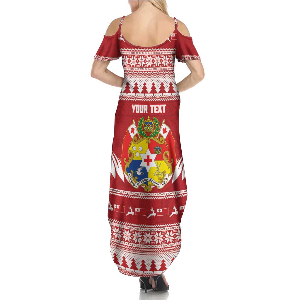 Personalised Tonga Rugby Christmas Summer Maxi Dress Mate Maa Tonga Ngatu Pattern - Polynesian Pride