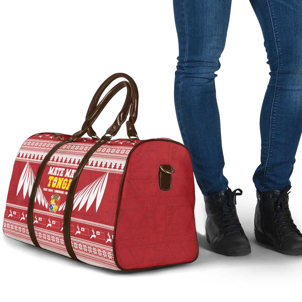 Tonga Rugby Christmas Travel Bag Mate Maa Tonga Ngatu Pattern - Polynesian Pride