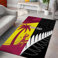 New Zealand and West Indies Cricket Custom Area Rug Black Cap Windies Together - Polynesian Pride