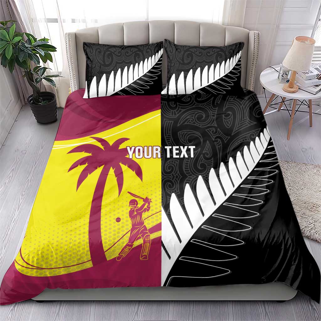New Zealand and West Indies Cricket Custom Bedding Set Black Cap Windies Together - Polynesian Pride