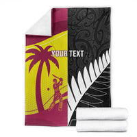 New Zealand and West Indies Cricket Custom Blanket Black Cap Windies Together - Polynesian Pride
