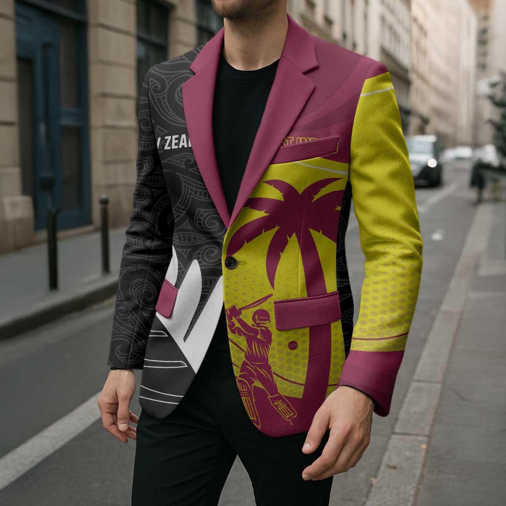 New Zealand and West Indies Cricket Custom Blazer Black Cap Windies Together - Polynesian Pride