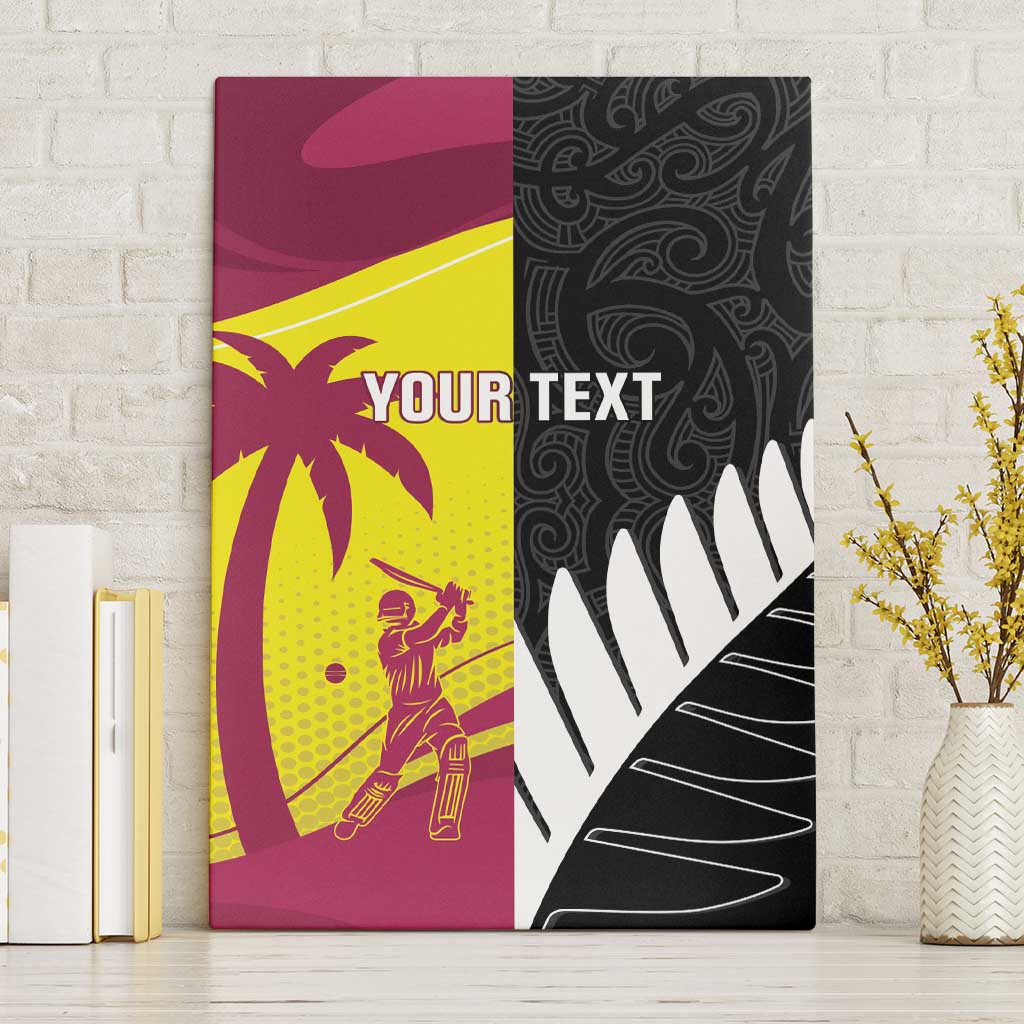 New Zealand and West Indies Cricket Custom Canvas Wall Art Black Cap Windies Together - Polynesian Pride
