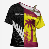 New Zealand and West Indies Cricket Custom Cross Shoulder Shirt Black Cap Windies Together - Polynesian Pride