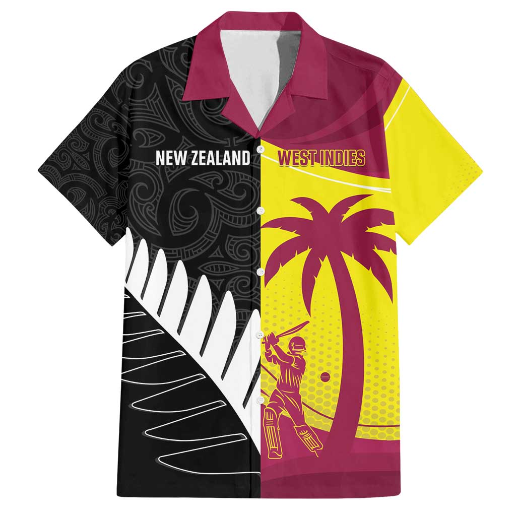 New Zealand and West Indies Cricket Custom Family Matching Tank Maxi Dress and Hawaiian Shirt Black Cap Windies Together - Polynesian Pride