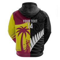 New Zealand and West Indies Cricket Custom Hoodie Black Cap Windies Together - Polynesian Pride