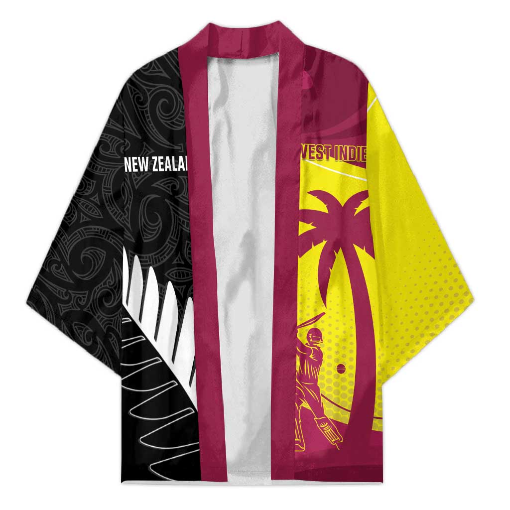 New Zealand and West Indies Cricket Custom Kimono Black Cap Windies Together - Polynesian Pride