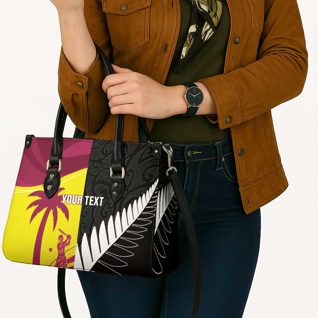 New Zealand and West Indies Cricket Custom Leather Bag Black Cap Windies Together - Polynesian Pride