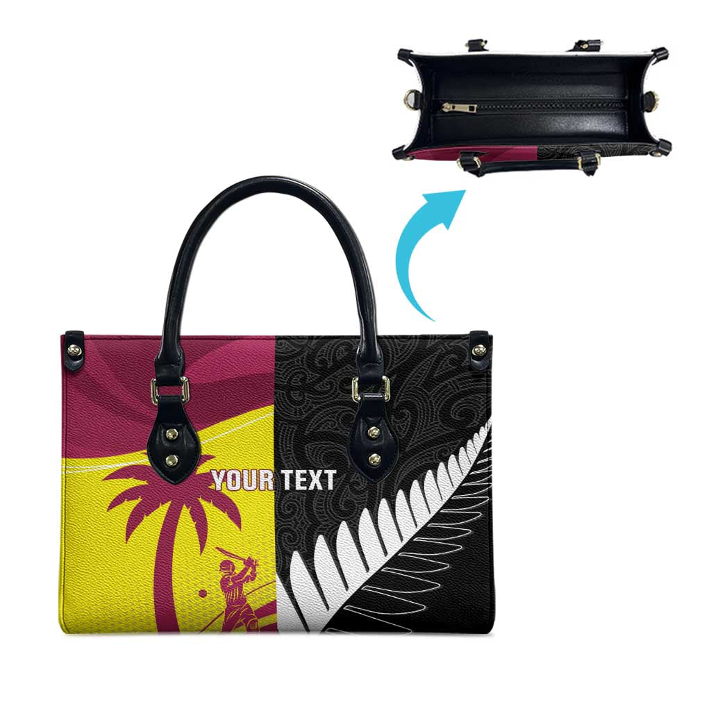 New Zealand and West Indies Cricket Custom Leather Bag Black Cap Windies Together - Polynesian Pride