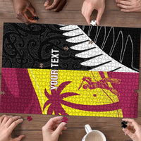 New Zealand and West Indies Cricket Custom Puzzle Black Cap Windies Together - Polynesian Pride