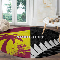 New Zealand and West Indies Cricket Custom Round Carpet Black Cap Windies Together - Polynesian Pride