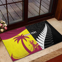 New Zealand and West Indies Cricket Custom Rubber Doormat Black Cap Windies Together - Polynesian Pride