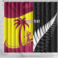 New Zealand and West Indies Cricket Custom Shower Curtain Black Cap Windies Together - Polynesian Pride