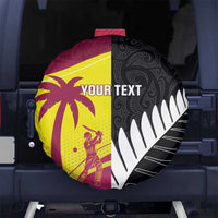 New Zealand and West Indies Cricket Custom Spare Tire Cover Black Cap Windies Together - Polynesian Pride