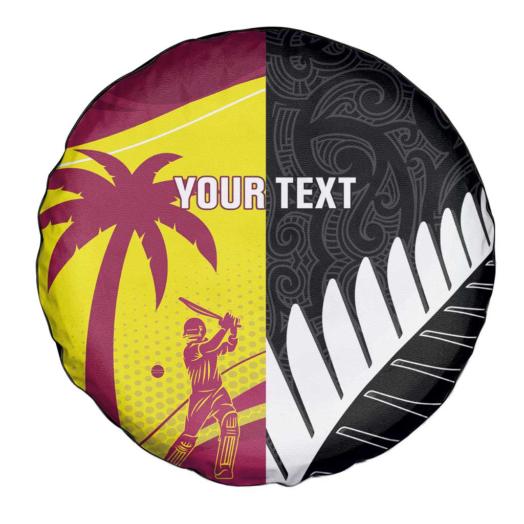 New Zealand and West Indies Cricket Custom Spare Tire Cover Black Cap Windies Together - Polynesian Pride