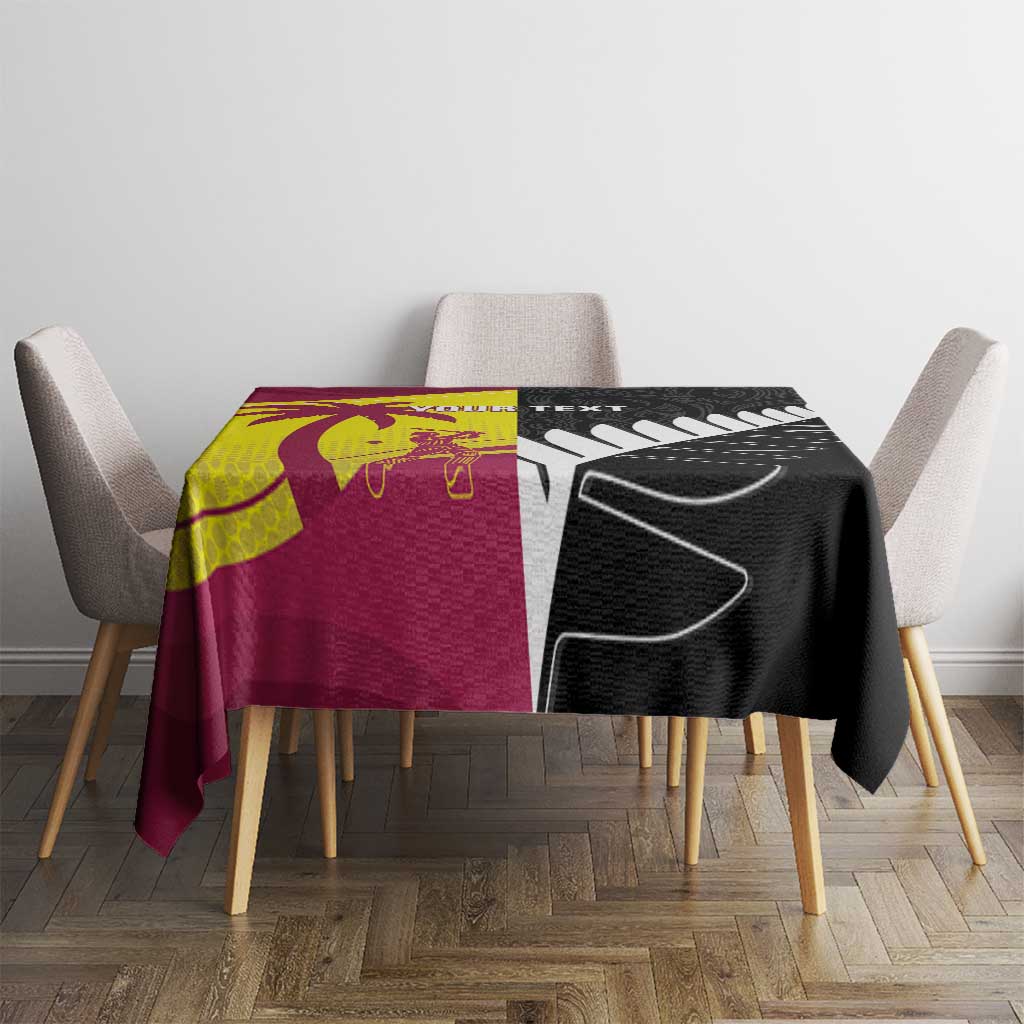 New Zealand and West Indies Cricket Custom Tablecloth Black Cap Windies Together - Polynesian Pride