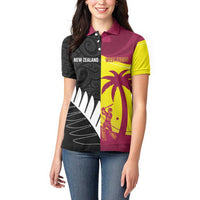 New Zealand and West Indies Cricket Custom Women Polo Shirt Black Cap Windies Together - Polynesian Pride