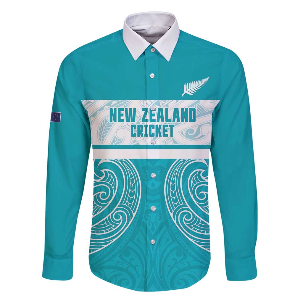 New Zealand Silver Fern Cricket Custom Family Matching Off Shoulder Short Dress and Hawaiian Shirt Black Cap Teal Maori Pattern - Polynesian Pride