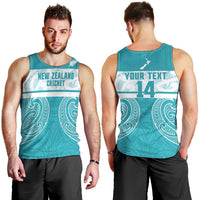 New Zealand Silver Fern Cricket Custom Men Tank Top Black Cap Teal Maori Pattern - Polynesian Pride