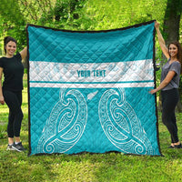 New Zealand Silver Fern Cricket Custom Quilt Black Cap Teal Maori Pattern - Polynesian Pride