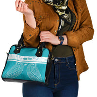 New Zealand Silver Fern Cricket Custom Shoulder Handbag Black Cap Teal Maori Pattern - Polynesian Pride