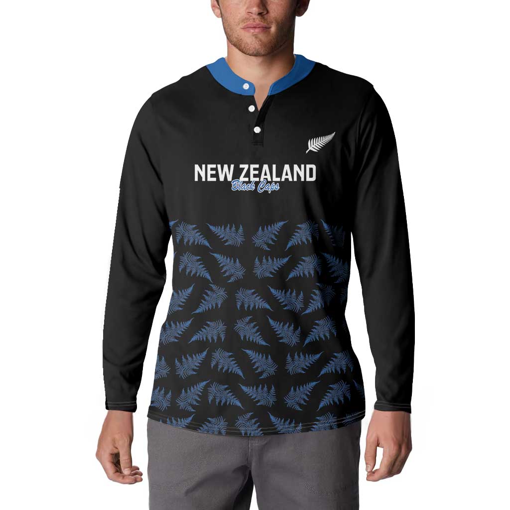 New Zealand Silver Fern Cricket Custom Button Sweatshirt Black Cap T20 Version - Polynesian Pride