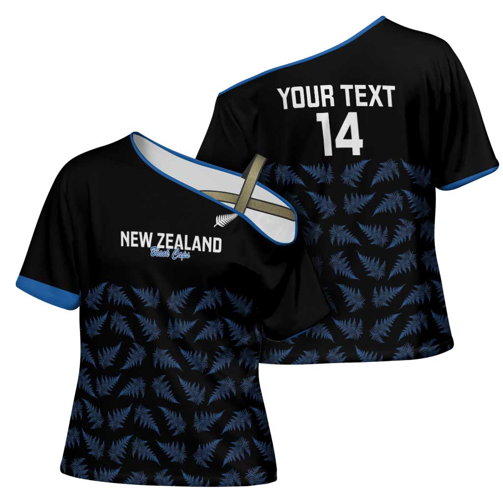 New Zealand Silver Fern Cricket Custom Cross Shoulder Shirt Black Cap T20 Version - Polynesian Pride