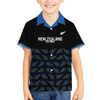 New Zealand Silver Fern Cricket Custom Family Matching Puletasi and Hawaiian Shirt Black Cap T20 Version - Polynesian Pride