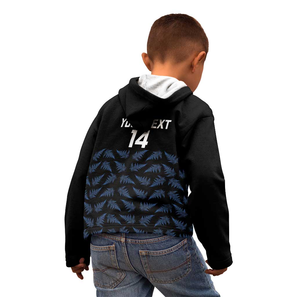 New Zealand Silver Fern Cricket Custom Kid Hoodie Black Cap T20 Version - Polynesian Pride