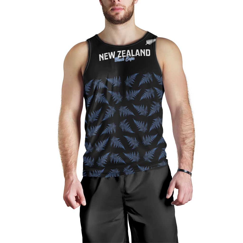 New Zealand Silver Fern Cricket Custom Men Tank Top Black Cap T20 Version - Polynesian Pride