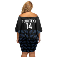 New Zealand Silver Fern Cricket Custom Off Shoulder Short Dress Black Cap T20 Version - Polynesian Pride