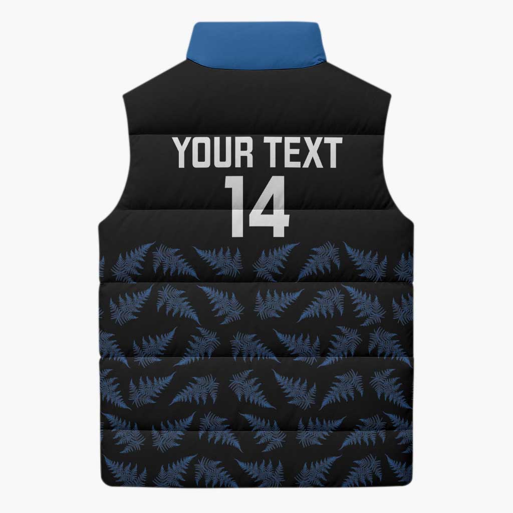 New Zealand Silver Fern Cricket Custom Sleeveless Puffer Jacket Black Cap T20 Version - Polynesian Pride