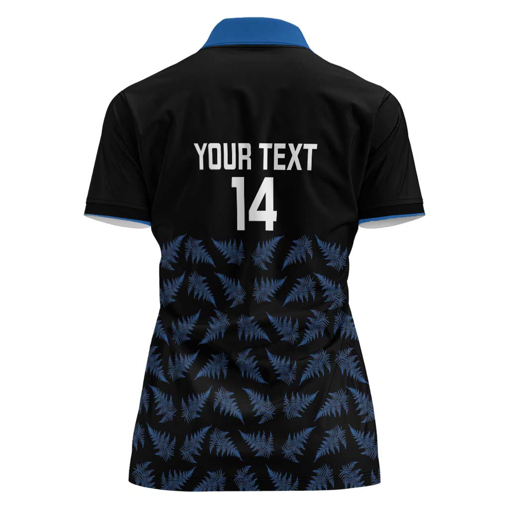 New Zealand Silver Fern Cricket Custom Women Polo Shirt Black Cap T20 Version - Polynesian Pride