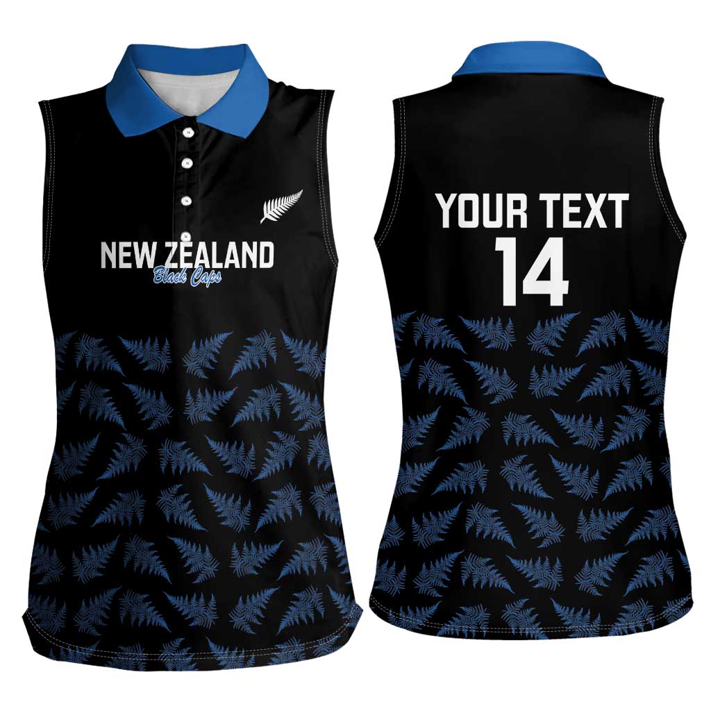New Zealand Silver Fern Cricket Custom Women Sleeveless Polo Shirt Black Cap T20 Version - Polynesian Pride