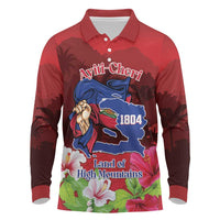 Ayiti-Cheri Independence Day Long Sleeve Polo Shirt Land of High Mountains LT14 Red - Polynesian Pride