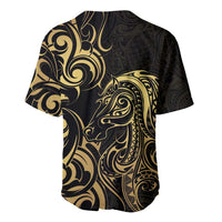 Gold And Black Aotearoa Horse Racing Baseball Jersey NZ Maori Pattern LT14 - Polynesian Pride