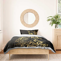 Gold And Black Aoteara Horse Racing Bedding Set NZ Maori Pattern