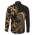 Gold And Black Aoteara Horse Racing Family Matching Off The Shoulder Long Sleeve Dress and Hawaiian Shirt NZ Maori Pattern