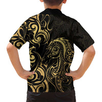 Gold And Black Aotearoa Horse Racing Family Matching Puletasi and Hawaiian Shirt NZ Maori Pattern LT14 - Polynesian Pride