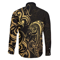 Gold And Black Aotearoa Horse Racing Family Matching Puletasi and Hawaiian Shirt NZ Maori Pattern LT14 - Polynesian Pride