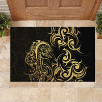 Gold And Black Aoteara Horse Racing Rubber Doormat NZ Maori Pattern