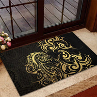 Gold And Black Aoteara Horse Racing Rubber Doormat NZ Maori Pattern