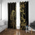 Gold And Black Aoteara Horse Racing Window Curtain NZ Maori Pattern